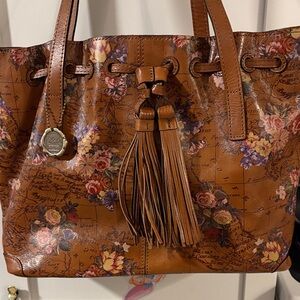 10th Anniversary Patricia Nash Brown Floral Leather Shoulder Bag
